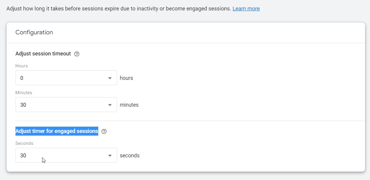 Adjust timer for engaged sessions.